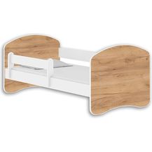 Bild für Jugendbett Kinderbett mit einer Schublade mit Rausfallschutz und Matratze Weiß ACMA II 140 160 180 (140x70 cm, Weiß