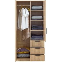 Bild für Kleiderschrank Eiselfing 176x80x52 cm 3 Schubladen Eicheoptik [en. casa]