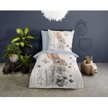 Bild für Good Morning Kinder Bettwäsche 135x200 Ravi Hase Wende hellblau braun-grau 30724