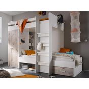 Bega 'Maxi' Funktions-Etagenbett weiß/sandeiche, inkl. Stufen, Kleiderschrank und Bettkasten