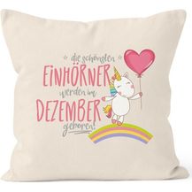 Bild für MoonWorks Dekokissen Kissenbezug die schönsten Einhörner werden im Dezember geboren Kissen-Hülle Deko-Kissen 40x40 Baumwolle MoonWorks®