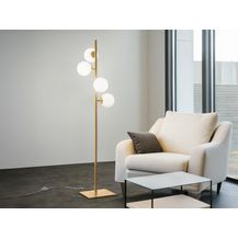Bild für LED Stehlampe 4-flammig Gold mit Glaskugeln in Opalweiß