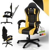 Juskys Gamingstuhl HyperSeat, verstellbare Rückenlehne, höhenverstellbarer Drehstuhl, Kunstleder, ergonomisch, für Büro & Gaming Setup – Schwarz/gelb