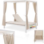 Juskys Doppel Loungebett Kreta - Gartenliege für 2 Personen - Dach & Rückenlehne verstellbar - Sonnenliege für Terrasse, Garten & Balkon - Liege Weiß