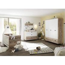 Bild für Babyzimmer Ronny in Old Style hell- Weiß 6 teiliges Megaset mit Kleiderschrank