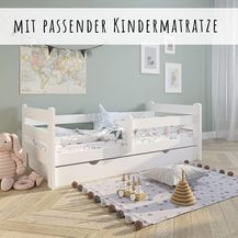 Bild für Kids Collective Kinderbett weiß 80x160 90x200 Jugendbett mit Schublade Rausfallschutz