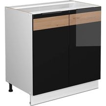 Bild für Vicco Spülenunterschrank Schwarz Eiche hochglanz 80 cm mit Regal