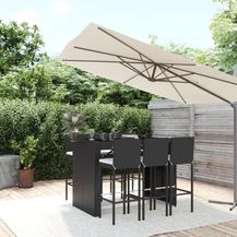 Bild für vidaXL 7-tlg. Gartenbar-Set mit Kissen Schwarz Poly Rattan 3187627