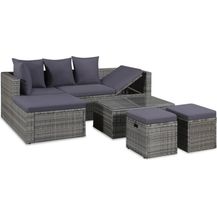 Bild für vidaXL 4-tlg. Garten-Lounge-Set mit Auflagen Poly Rattan Grau 43956