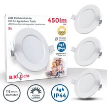 Bild für B.K.Licht LED Einbaustrahler Bad Einbauleuchten 9er Set Ultra-flach Ø115x30mm 230V Weiß