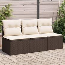 Bild für vidaXL Gartensofa mit Kissen 3-Sitzer Braun Poly Rattan 366219