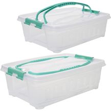 Bild für Centi Kuchentransportbox Transportbox Rechteckig, Cupcake Transportbox, Muffin Transportbox, Kunststoff, (Set, 2-tlg, 38L x 27B x 13,5H cm ca. 9L)