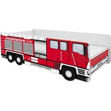 Bild für ACMA Kinderbett Auto-Bett Feuerwehr mit Rausfallschutz, Lattenrost und Matratze (140x70)