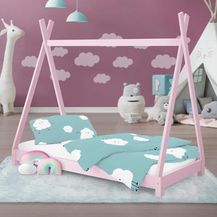 Bild für Kinderbett Tipi mit Lattenrost 80x160 cm Rosa aus Kiefernholz ML-Design