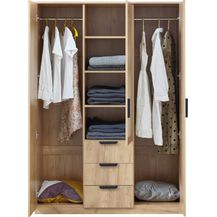 Bild für Kleiderschrank Eiselfing 176x120x52 cm 3 Schubladen [en. casa]