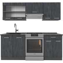 Bild für Küche R-Line Schwarz Beton/Anthrazit 200 cm ohne Arbeitsplatte Vicco