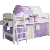 Ticaa 'Kenny R' Halbhochbett weiß, inkl. Vorhang lila/weiß