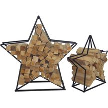 Bild für 2er Set Stern Brennholzregal Kaminholzständer Kaminholzregal Stapelhilfe Schwarz