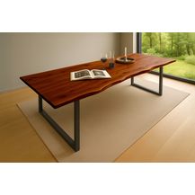 Bild für Esstisch Baumkante massiv Akazie nussbaum 300 x 100 schwarz QUINN 80664251