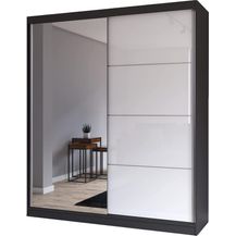Bild für Fabryka Mebli Idźczak Schiebetürenschrank, eleganter Kleiderschrank Schrank Garderobe Spiegel Multi 35-180 cm, Schlafzimmer- Wohnzimmerschrank Schiebetüren Modern Design (Schwarz/Weiß)