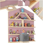 tectake® Holz Regal mit Magnetstreifen für Wand Montage, Wandregal für's Kinderzimmer, Aufbewahrung Musikbox, für Tonies Tonie Hörfiguren und Toniebox - pink