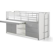 Vipack 'Bonny' Multifunktionsbett mit Schubladen und Schreibtisch, weiß/grau, 90x200 cm