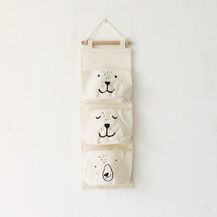 Bild für Lindong Kinderzimmer Hängender Organizer mit 3 Taschen Ordnungssysteme Wand Tür Utensilientasche Hängeaufbewahrung Aufbewahrungstasche,Beige