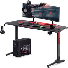 Bild für Diablo X-Mate 1400 Gaming Tisch Schreibtisch PC Computertisch Ergonomisch Carbon Tischplatte Kopfhörerhaken Getränkehalter Rutschfester Fußschutz (140 x 76 x 66 cm)