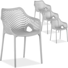 Bild für Gartenstuhl mit Armlehnen 4er Set Gartensessel Grau Stühle Kunststoff Stapelstühle Balkonstuhl Outdoor-Stuhl