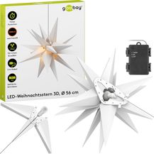 Bild für goobay 64788 LED Weihnachtsstern 3D Ø 56 cm/Stern mit 18 Zacken und Timer/Weihnachtsdeko/ für stimmungsvolle Atmosphäre/ Batteriebetrieben/Wanddeko/Leuchtstern/weiß