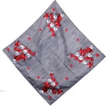 Bild für Tischdecke Weihnachten 80x80 wasserabweisend Tisch Decke Winter Deko Advent, Variante:Sterne_Kugeln (Motiv:Stern Kugeln)