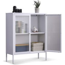 Bild für Coemo Highboard Tokio aus Metall mit Glastüren Weiß