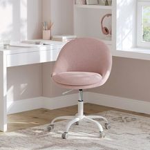 Bild für Songmics Drehstuhl, Schreibtischstuhl, höhenverstellbar, Stahl, Baumwoll-Leinen-Mischgewebe, rosa, 60x60 x (80-90)