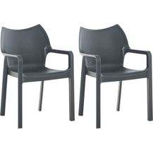 Bild für CLP 2er Set Stapelstuhl DIVA Kunststoff-Gartenstuhl mit Armlehnen,dunkelgrau