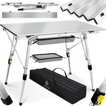 Bild für KESSER® Campingtisch faltbar Klapptisch mit Aluminiumrahmen Aufrollbare Tischplatte Falttisch klappbar höhenverstellbar inkl. Tragetasche mit Trageband & Netztasche Silber
