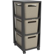 Bild für Rotho Schubladenbox Tower 3 x 16 L Brisen mit Rollen cappucchino Schubladenturm Schubladenregal