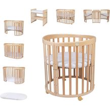 Bild für Waldin Oval Babybett Mitwachsend Komplett Set 7in1