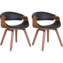 Bild für CLP 2er Set Esszimmerstuhl Foley mit Armlehne und Holzgestell,eiche/schwarz Kunstleder