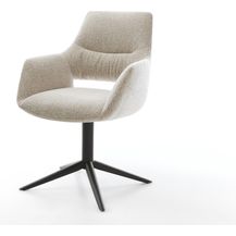 Bild für Drehstuhl Yago-Flex mit Armlehnen Webstoff Soft Beige Fußkreuz Schwarz 360° drehbar Wippfunktion Taschenfederkern