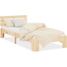 Bild für Einzelbett Holzbett 90x200 mit Lattenrost Natur Kiefer Bett Bettgestell Massivholz
