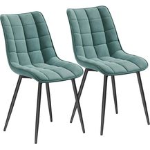 Bild für 2er-Set Küchenstuhl mit Rückenlehne aus Samt Metallbeine Elif türkis