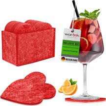 Bild für wortek Getränkeuntersetzer Filz-Untersetzer Herz für Gläser 10er Set + Box