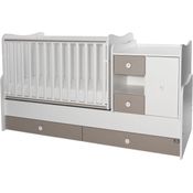 Lorelli Babybett, Jugendbett 3 in 1 Mini Max umbaubar, für 2 Kinder gleichzeitig dunkelbraun weiß