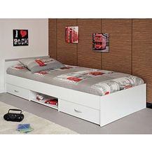 Bild für Funktionsbett Alawis Parisot inkl. 2 Bettkästen + 1 x Regal 90×200 cm weiß