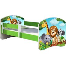 Bild für ACMA Kinderbett Jugendbett mit Einer Schublade und Matratze Grün mit Rausfallschutz Lattenrost II 140x70 160x80 180x80 (02 Animals, 140x70)