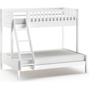 SCOTT Familienbett mit Liegefläche 90x200 u. 140x200 cm, inkl. Rolllattenrost u. Leiter, Ausf. Kiefer weiß lackiert