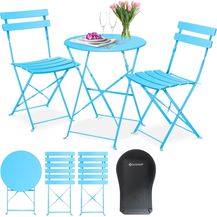 Bild für KESSER® Bistroset 3-teilig Bistrotisch mit 2 klappbaren Stühle Set Balkonset Balkonmöbel Klapp-Möbel Gartenset Sitzgarnitur Gartengarnitur Gartenmöbel Sitzgruppe Metall Bistro Gartentisch inkl. Abdeckung Hellblau