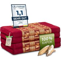 Bild für Nachhaltige Klappmatratze aus Kapok, Gästematratze mit Thaiseide, Matratze faltbar für Van, ökologische Yogamatte, Gästebett klappbar, Liege Garten Balkon 200 x 80 x 8 cm (Rot/Elefanten Seide)