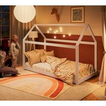 Bild für Hausbett HOLMI 80x160 cm weiß mit Matratze