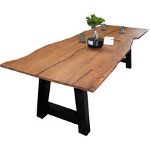 Bild für Baumkantentisch Akazie mit schwarzen Resin-Adern nussbaumfarben 280 x 100 cm A-Gestell schwarz POLLY 92376700